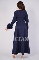 فستان ماكسي ضيق بخصر نازل لون كحلي