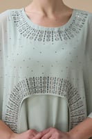 جلابية طويلة اخضر فاتح واسعة بقطعتين