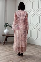 فستان ماكسي باكمام واسعة ودانتيل زهور