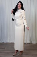 فستان ضيق بقصة مستقيمة لون بيج