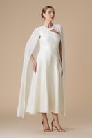 فستان سكري ميدي بأكمام كاب