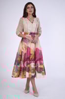 فستان ميدي مورد بقصة أنيقة لون فوشي