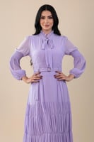 فستان لافندر ميدي بحزام خصر