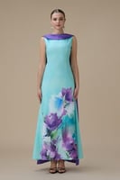 فستان تيفاني ماكسي بطبعة زهرية بوشاح