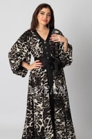 فستان طويل بطبعة ليوبارد لون أسود