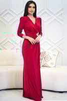 فستان ماكسي بفصوص من الجنب لون احمر