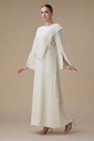 فستان بيج طويل برباط جانبي