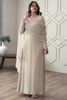 فستان ماكسي درابية بقطعة من الشيفون لون تيفاني