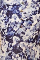 فستان طويل درابيه مزين بكريستال لون ازرق