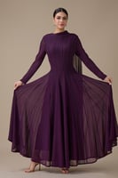 فستان طويل بنفسجي بوشاح كتف