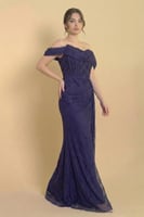 فستان دانتيل طويل كورسيه لون بنفسجي