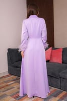 فستان سهرة طويل مطرز بكريستال لون بنفسجي