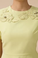 طقم تنورة ميدي أخضر فاتح بتفاصيل زهور ثلاثية الأبع...