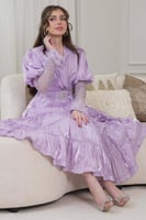 فستان ميدي بقطعة داخلية منفصلة من الشبك لون بنفسجي