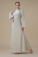 فستان بيج طويل بتصميم انيق