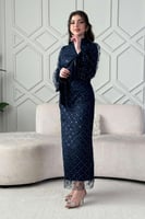 فستان ماكسي تول مزين بالؤلؤ