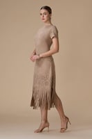 فستان بني ميدي شامواه