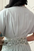 جلابية شيفون مزينة بترتر لون ازرق فاتح