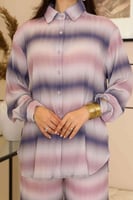 طقم بنطلون وبلوزة واسعة بليسيه لون وردي