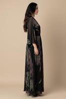 فستان اخضر طويل بليسيه بطبعة ورد لون اخضر