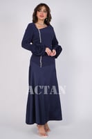 فستان ماكسي ضيق بخصر نازل لون كحلي