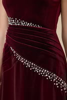 فستان برغندي ماكسي مخمل