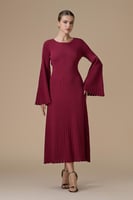 فستان برغندي ميدي بأكمام واسعة