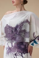 فستان ماكسي أوف شولدر بطبعة زهور