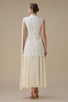 فستان ماكسي سكري بليسيه ووشاح انيق