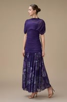 فستان بنفسجي طويل مشجر درابيه