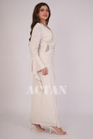 فستان درابيه مزين بفصوص لون بيج