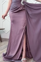 فستان سهرة توب بذيل من الخصر لون بني