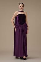 فستان موف طويل مع شال بتصميم درابيه