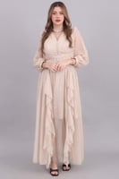 فستان شيفون نمط منقط بتصميم مقسم