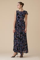 فستان ازرق ماكسي بنقشة زهرية