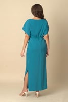 فستان ماكسي بكتف مزين بورد لون ازرق