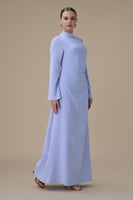 فستان طويل ازرق بتصميم كتف واحد