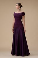 فستان برغندي طويل أوف شولدر