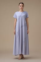 جلابية طويلة موف فاتح فاتح بقصة واسعة