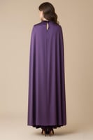 فستان موف سهرة مخملي بأكمام كيب