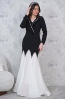 فستان سهره شوقر بلونين مطرز بكريستال لون ابيض