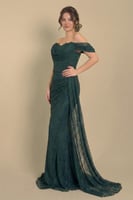 فستان دانتيل طويل كورسيه لون أخضر