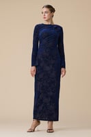 فستان كحلي ماكسي مخمل