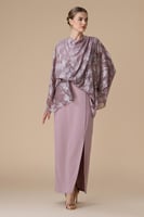 فستان موف طويل بكاب مشجر