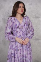 فستان ميدي مورد مزين بالخرز