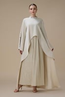 جلابية انيقة بيج بتصميم بليسيه