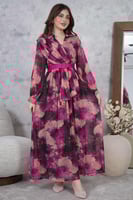 فستان ماكسي بنمط أزهار لون فوشي