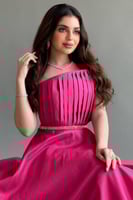 فستان توب تفته لامع فخم لون فوشي