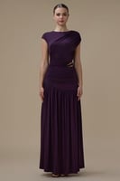 فستان بنفسجي طويل درابيه