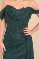 فستان دانتيل طويل كورسيه لون أخضر